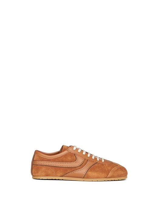 Dries Van Noten Brown Tan Suede Sneakers With Leather Details