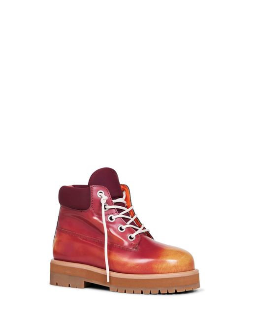 PDF Red Burgundy Gradient-Effect Leather Strada Ankle Boots for men