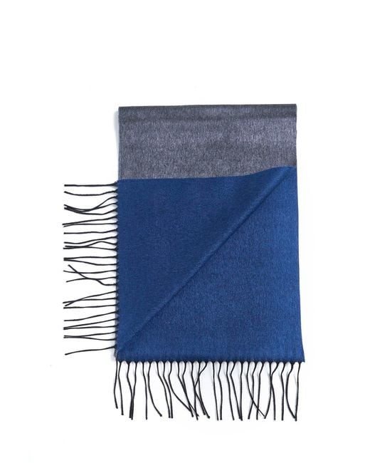 Sciarpa Con Frange Grigia E Azzurra di D 40 in Blue da Uomo