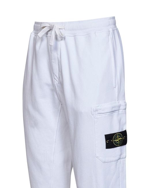 Stone Island Blue Organic Cotton Fleece Cargo Joggers for men