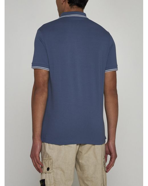 Stone Island Blue Logo-patch Cotton Polo Shirt for men