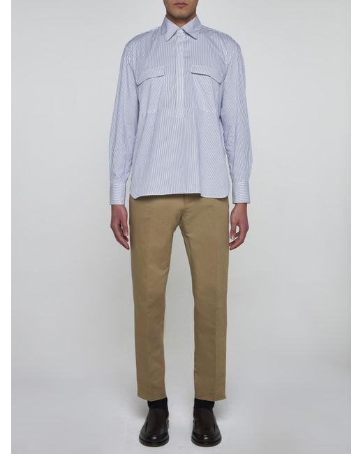 PT Torino Blue Striped Cotton-blend Shirt for men