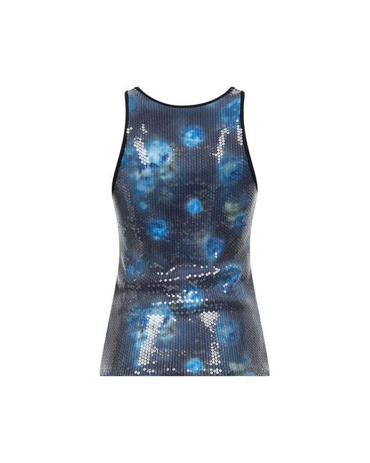DIESEL Blue Floral Print And Sequins Jersey T-Unky Top