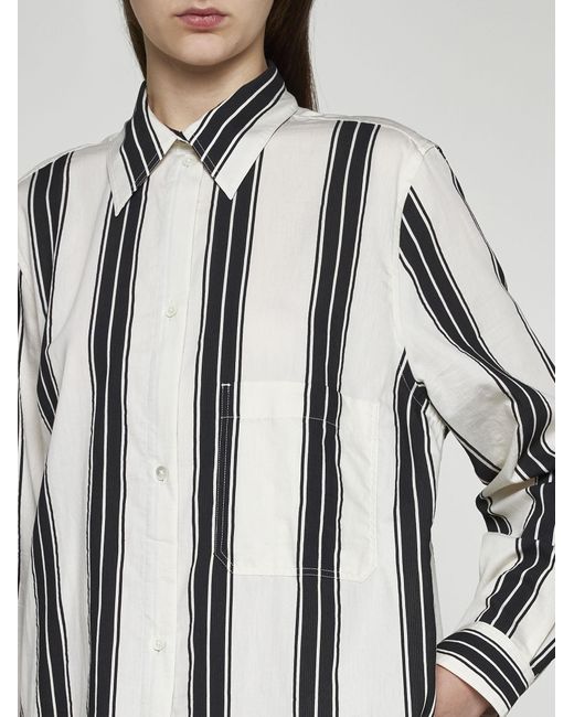 Totême  White Striped Cotton-Blend Tunic Dress