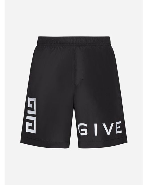 Givenchy Black Logo Printed Swim Shorts. for men