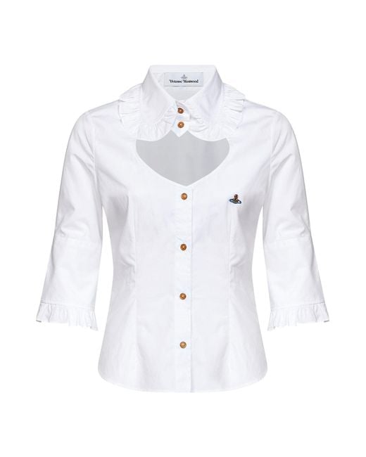Vivienne Westwood White Cotton Toulouse Shirt With Cut-Out Detail