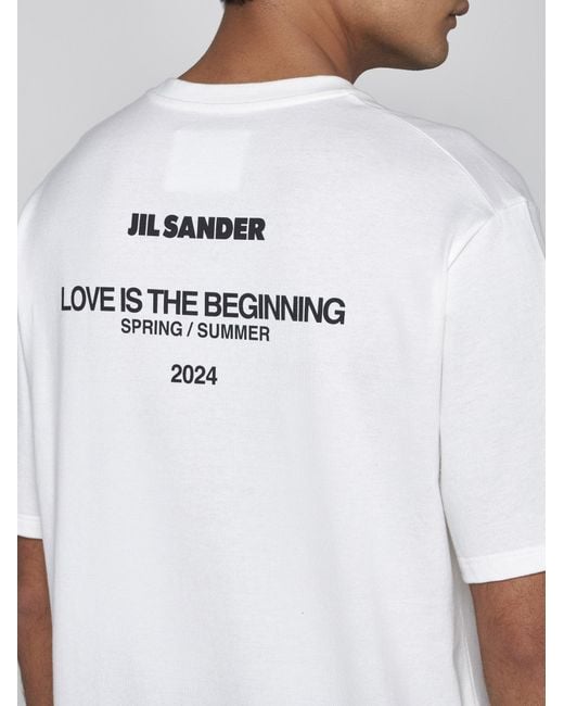 Jil Sander White Back Logo Cotton T-shirt for men