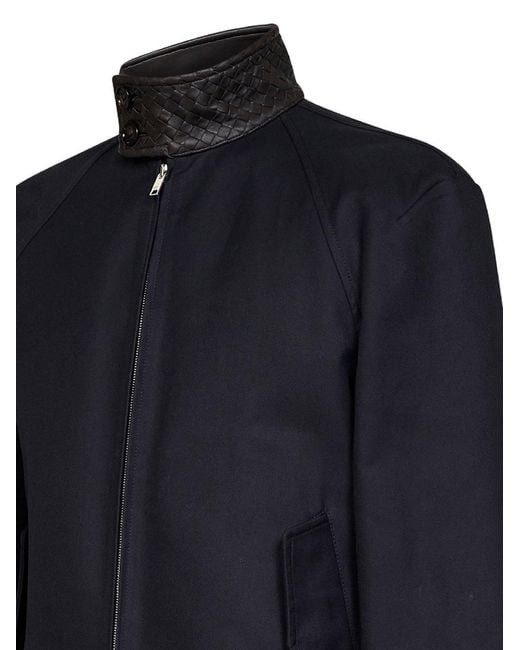 Bottega Veneta Blue Midnight Cotton Gabardine Harrington Jacket for men