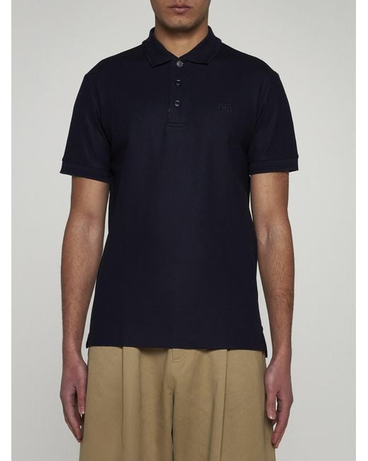 Burberry Blue Eddie Cotton Polo Shirt for men