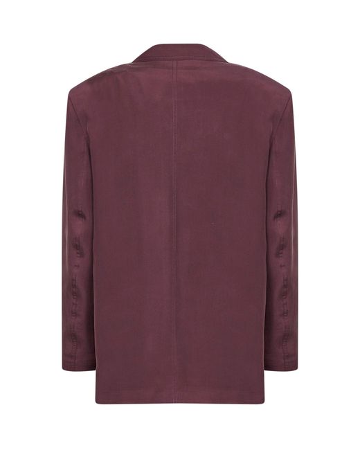 Saint Laurent Purple Aubergine Silk Habutai Double-Breasted Blazer