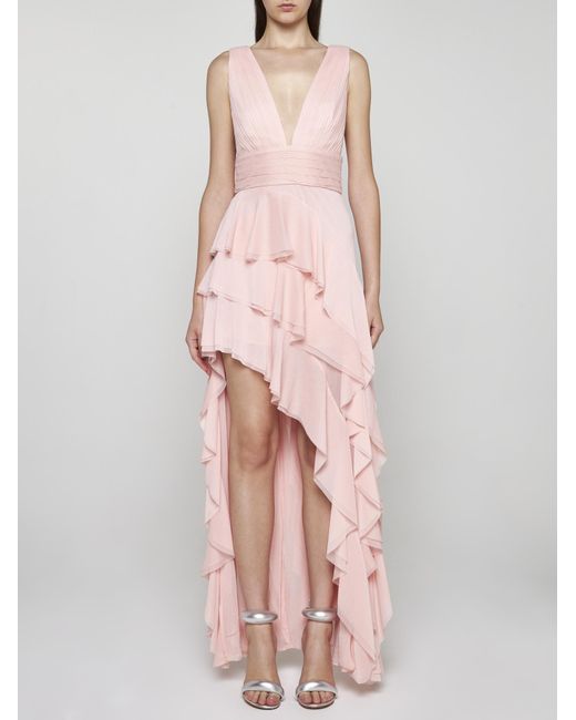 Alice + Olivia Pink Holly Ruffled High Low Dress