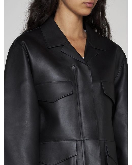 Totême Army Leather Jacket in Blue Lyst