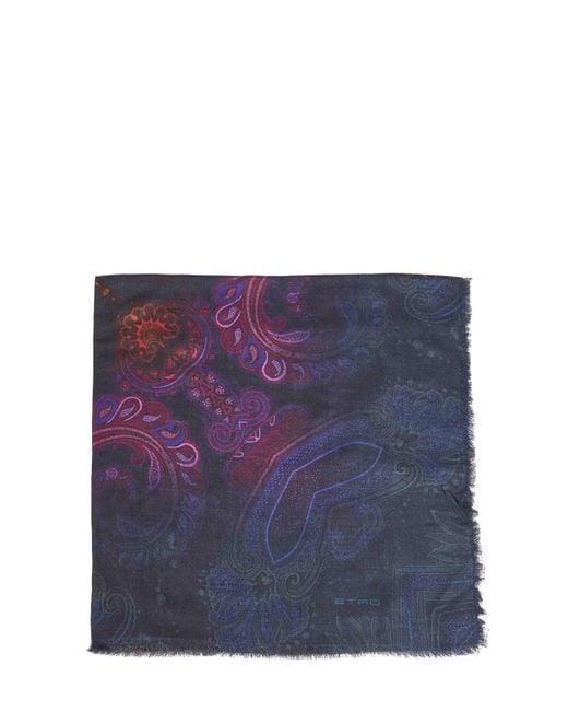 Etro Purple Modal And Cashmere Shawl With Dégradé Pattern