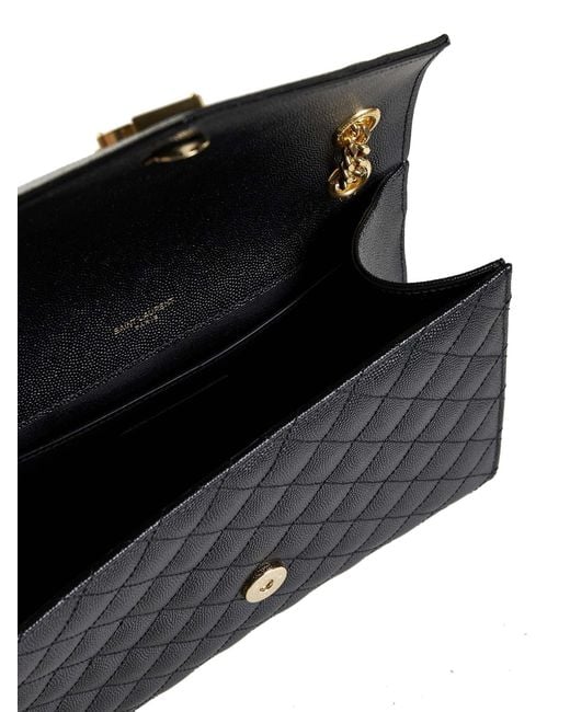 Saint Laurent Black Envelope Quilted Leather Medium Bag