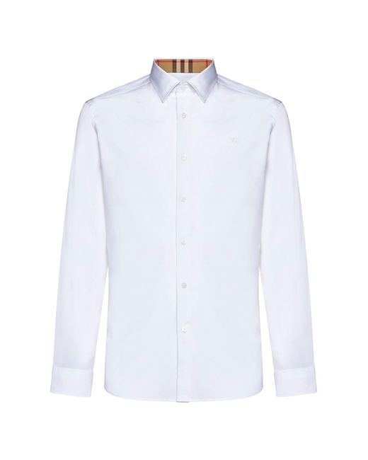 Burberry White Sherfield Stretch Cotton Shirt for men