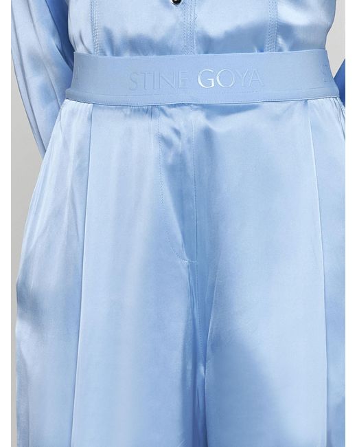Stine Goya Blue Ciara Viscose Satin Trousers