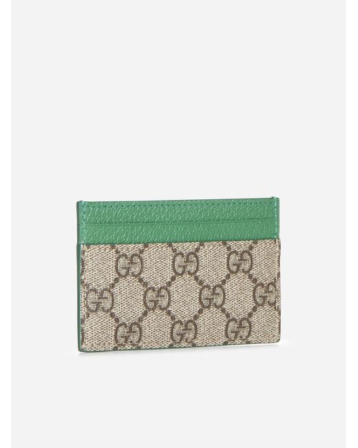 Gucci Green GG Fabric And Leather Card Case for men