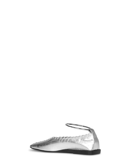 Jil Sander White Ballet Flats Laminated Leather