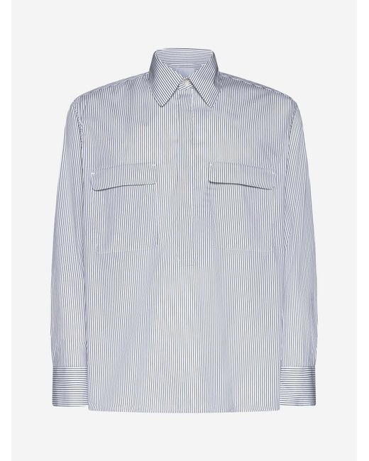 PT Torino Blue Striped Cotton-blend Shirt for men