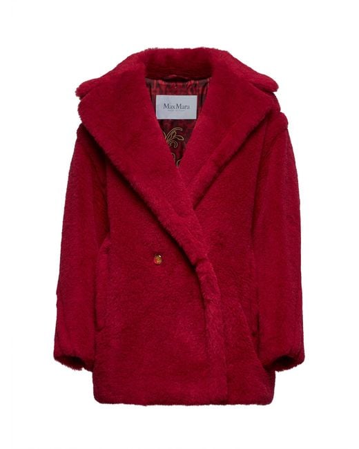 Max Mara Red Short Teddy Bear Icon Coat