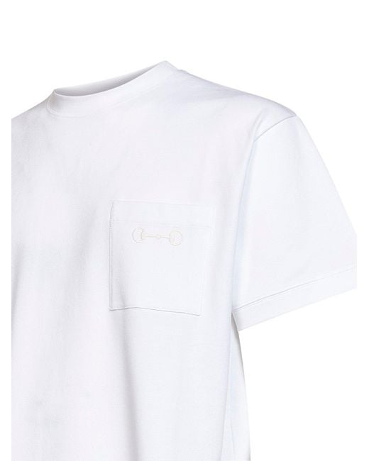 Gucci White Stretch Cotton Piqué Embroidered T-Shirt for men