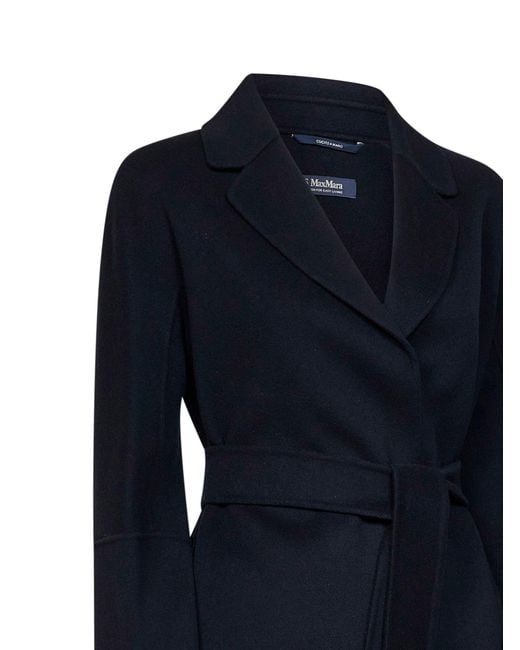 Max Mara Blue Dark Arona Short Belted Coat
