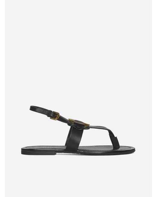 See By Chloé Chany Leather Toe-post Sandals in Black | Lyst