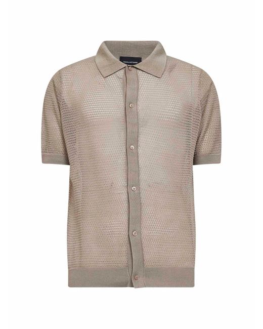 Tagliatore Multicolor Dove Pointelle Knit Short-Sleeved Shirt for men