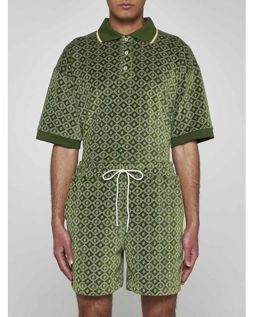 Drole de Monsieur Green Monogram Cotton-blend Shorts for men