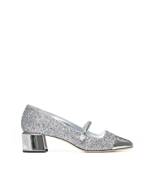 Jimmy Choo White Elisa Glitter Fabric Pumps