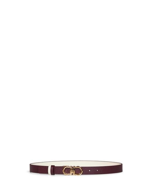 Ferragamo White Plum And Mascarpone Cream Reversible Gancini Belt