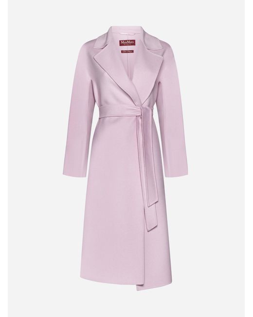 Max Mara Studio Pink Cles Wool, Cashmere And Silk Coat