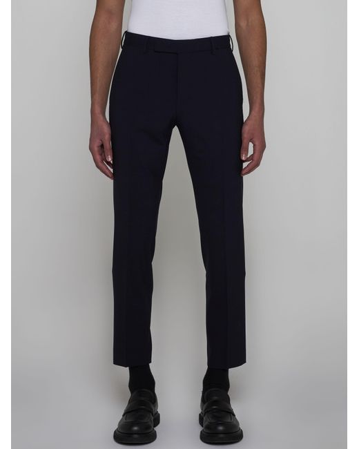 PT Torino Blue Dieci Stretch Wool Trousers for men