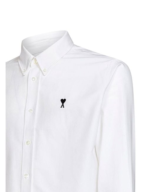AMI White Cotton Ami De Coeur Shirt for men