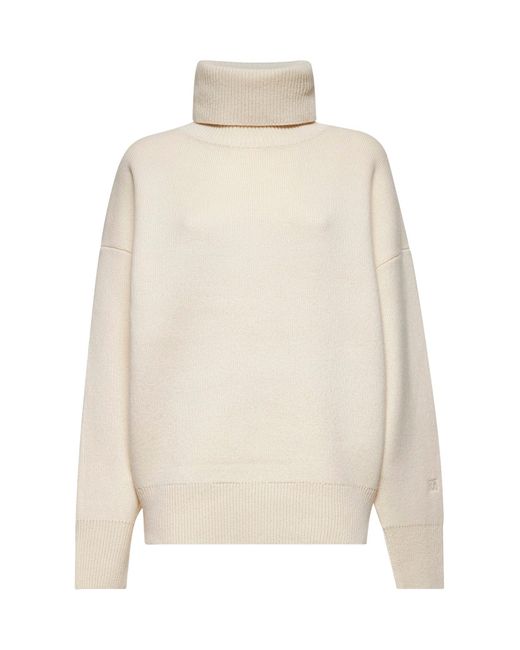 Totême  White Double-Knit Turtleneck Sweater