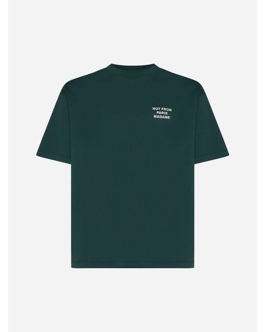 Drole de Monsieur Green Slogan Cotton T-shirt for men