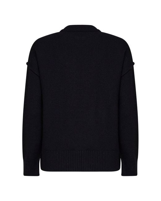AMI Blue Felted Merino Wool Ami De Cœur Crewneck Sweater