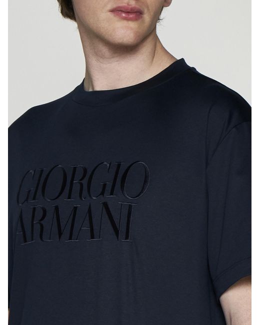 Giorgio Armani Blue Logo Cotton T-Shirt for men