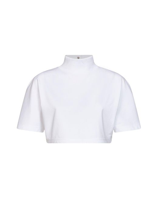 Alaïa White Cropped Jersey T-Shirt
