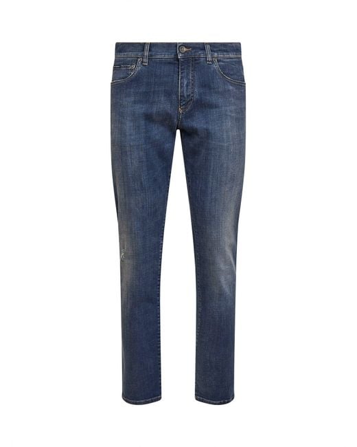 Dolce & Gabbana Blue Stretch Cotton Denim Slim Jeans for men