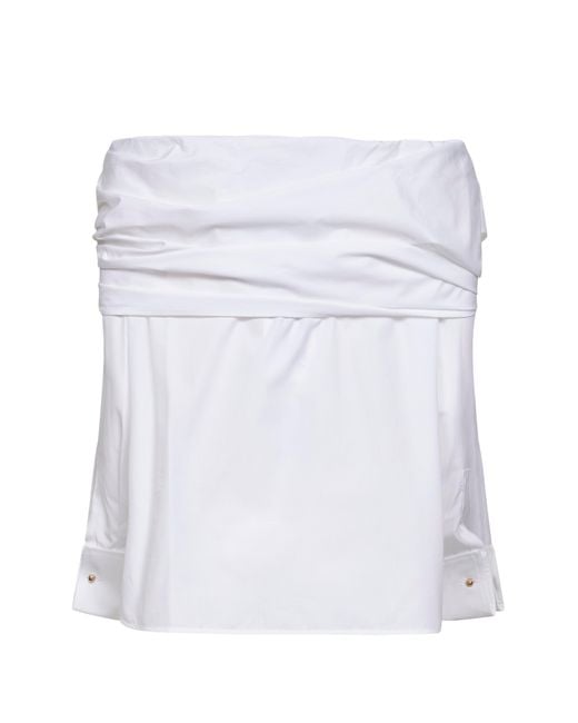 Max Mara White Poplin Mxmcurvone Blouse With Stole