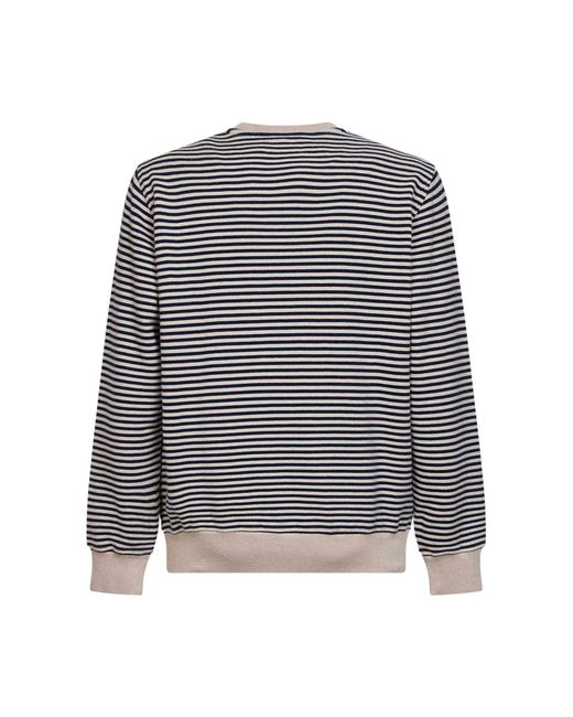 Mc2 Saint Barth White And Cream Striped Cotton And Linen Ponza Sweatshirt for men