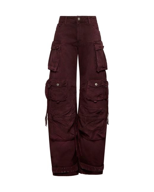The Attico Purple Burgundy Denim 'Fern' Multi-Pocket Jeans