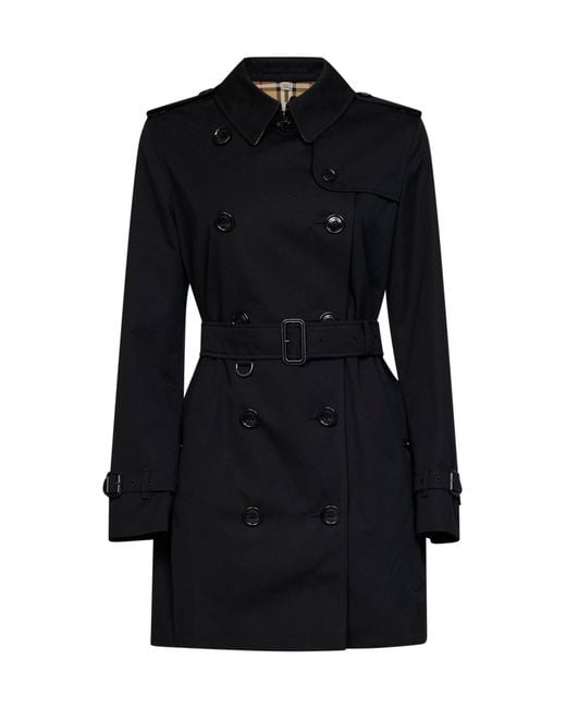 Burberry Black Heritage Kensington Short Trench Coat