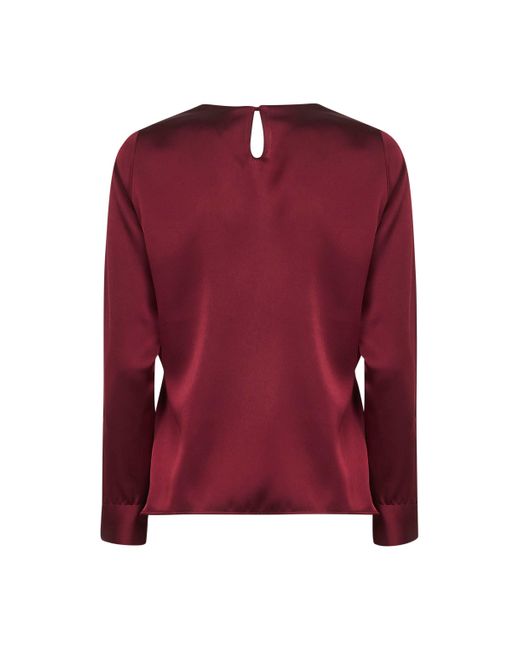 Blanca Vita Red Burgundy Satin Cesta Blouse