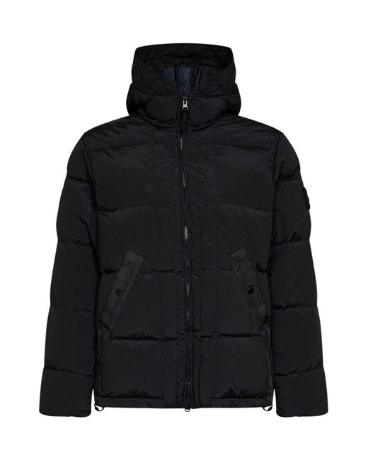 Stone Island Black Nylon Metal Hooded Down Jacket for men