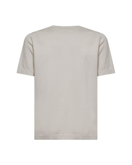 D 40 White Cotton Knit Crewneck Sweater for men