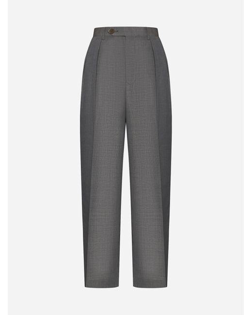 Auralee Gray Wool And Mohair Trousers
