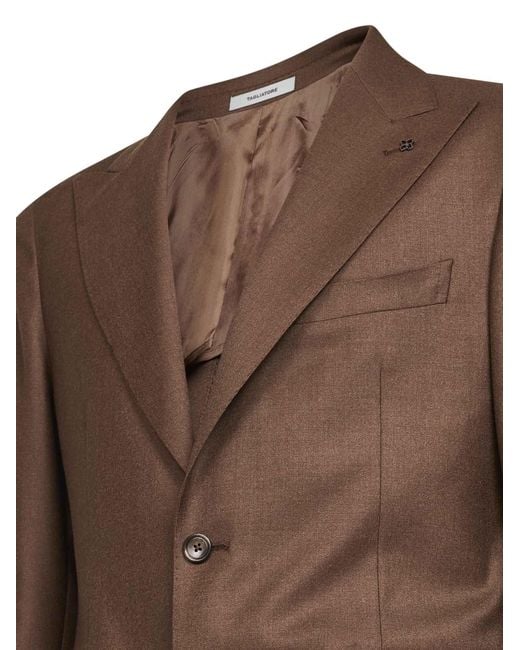 Tagliatore Brown Tobacco Virgin Wool Single-Breasted Suit for men