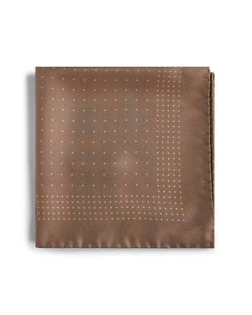 Saint Laurent Brown Polka Dot Silk Twill Pocket Square for men
